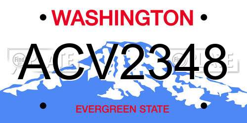 ACV2348 Washington License Plate