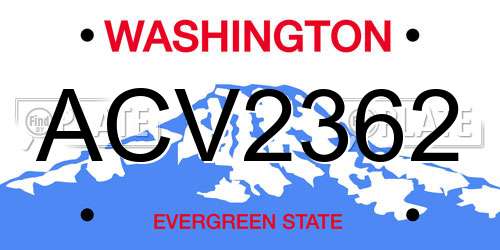 ACV2362 Washington License Plate