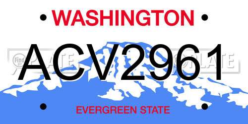 ACV2961 Washington License Plate