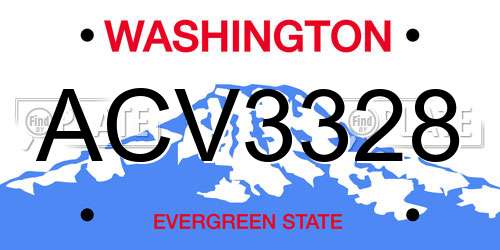ACV3328 Washington License Plate