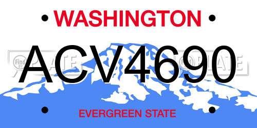 ACV4690 Washington License Plate