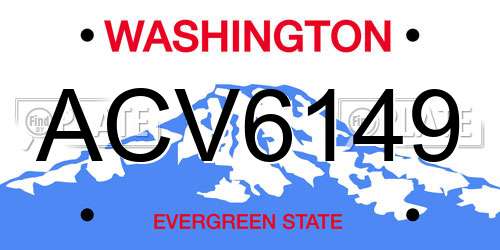 ACV6149 Washington License Plate