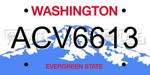 ACV6613 Washington License Plate