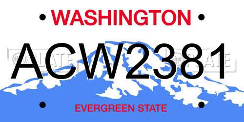 ACW2381 Washington License Plate