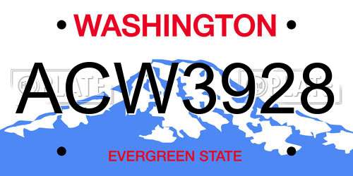 ACW3928 Washington License Plate