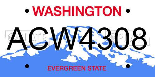ACW4308 Washington License Plate