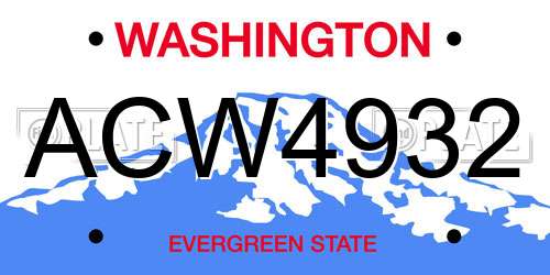 ACW4932 Washington License Plate