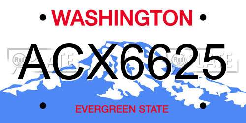 ACX6625 Washington License Plate