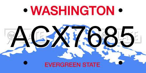 ACX7685 Washington License Plate