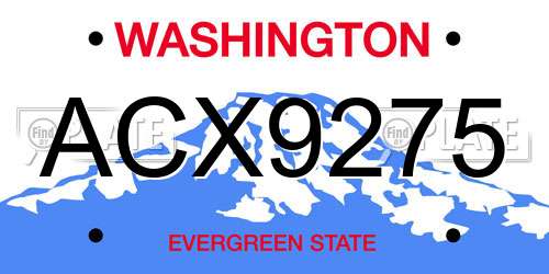 ACX9275 Washington License Plate