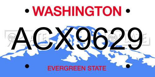 ACX9629 Washington License Plate