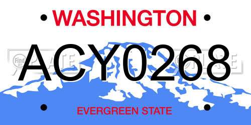 ACY0268 Washington License Plate