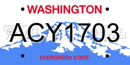ACY1703 Washington License Plate