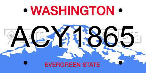 ACY1865 Washington License Plate