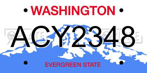 ACY2348 Washington License Plate