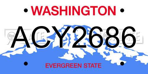 ACY2686 Washington License Plate