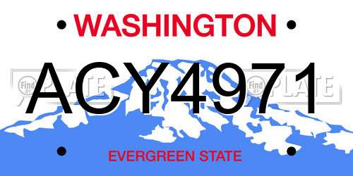 ACY4971 Washington License Plate
