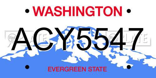 ACY5547 Washington License Plate