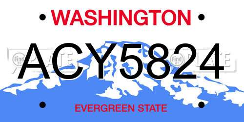 ACY5824 Washington License Plate