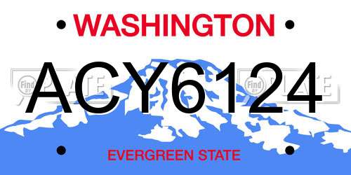 ACY6124 Washington License Plate