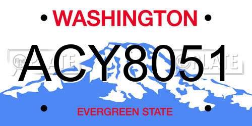ACY8051 Washington License Plate