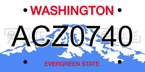 ACZ0740 Washington License Plate