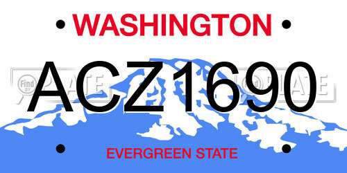 ACZ1690 Washington License Plate