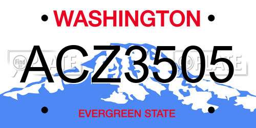 ACZ3505 Washington License Plate