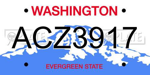 ACZ3917 Washington License Plate
