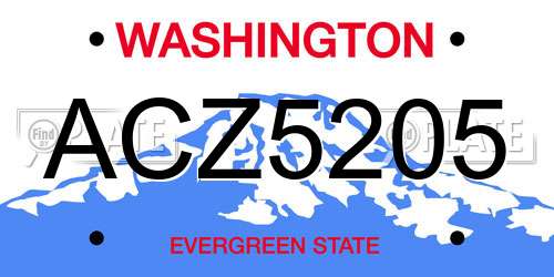 ACZ5205 Washington License Plate