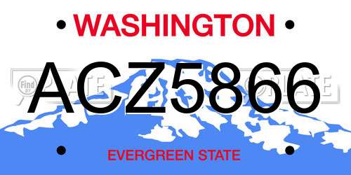 ACZ5866 Washington License Plate