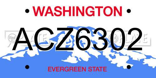 ACZ6302 Washington License Plate