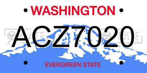 ACZ7020 Washington License Plate