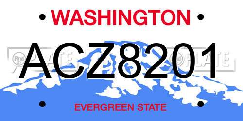 ACZ8201 Washington License Plate