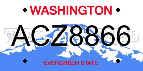 ACZ8866 Washington License Plate