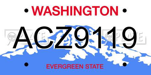 ACZ9119 Washington License Plate