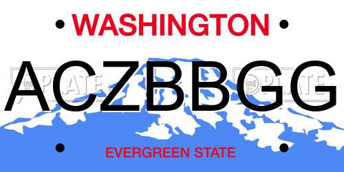 ACZBBGG Washington License Plate