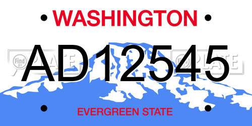 AD12545 Washington License Plate