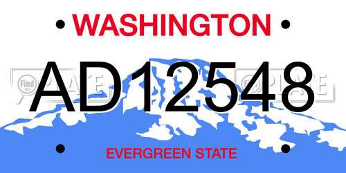 AD12548 Washington License Plate