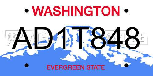 AD1T848 Washington License Plate