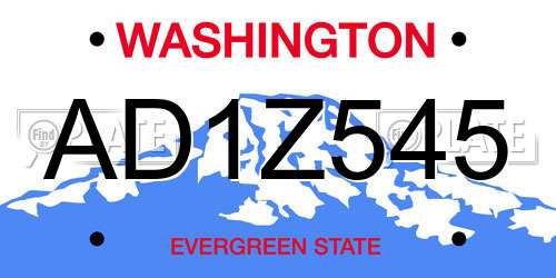 AD1Z545 Washington License Plate