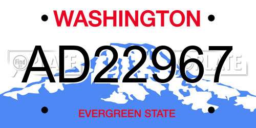 AD22967 Washington License Plate