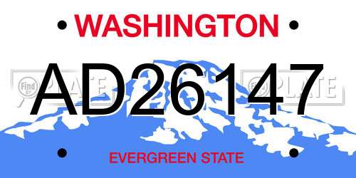 AD26147 Washington License Plate