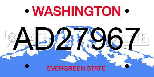 AD27967 Washington License Plate