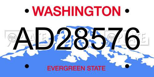 AD28576 Washington License Plate