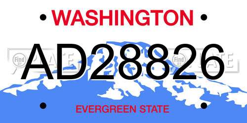 AD28826 Washington License Plate