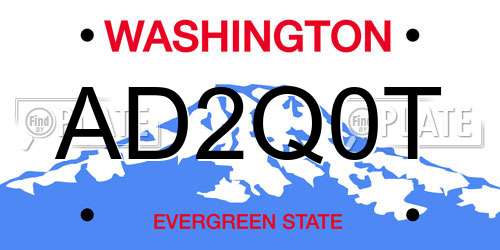 AD2Q0T Washington License Plate
