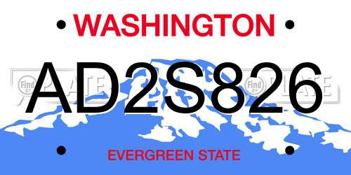AD2S826 Washington License Plate
