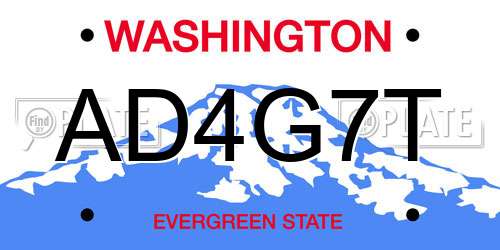 AD4G7T Washington License Plate