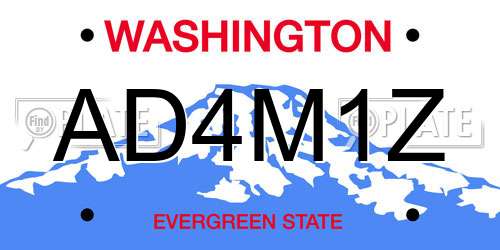 AD4M1Z Washington License Plate